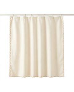 Meadow Edge Shower Curtain Hanging Flat From A Plain Rod - Cream (synthetic illustration; no displayed measurements)