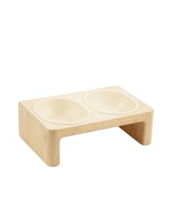 Brook Bridge Pet Feeding Stand With Two Plain Empty Bowls - Cream (synthetic illustration; no displayed measurements)