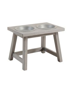 Holly Brook Pet Feeding Stand With Two Plain Empty Bowls - Gray