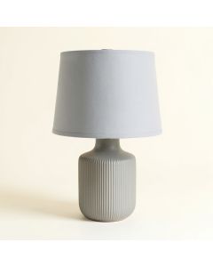 Aspen Bridge Table Lamp With A Plain Fabric Shade - Gray (synthetic illustration; no displayed measurements)