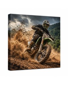 Dirt Bike Motocross Dust Cloud - Wrapped Canvas Graphic Art Print