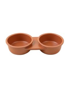 Bay Brook Pet Feeding Stand With Two Plain Empty Bowls - Terracotta (synthetic illustration; no displayed measurements)