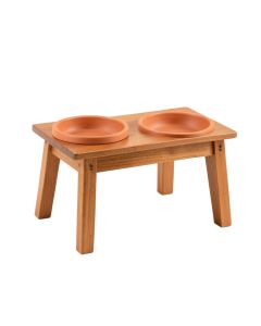 Alder Falls Pet Feeding Stand With Two Plain Empty Bowls - Terracotta
