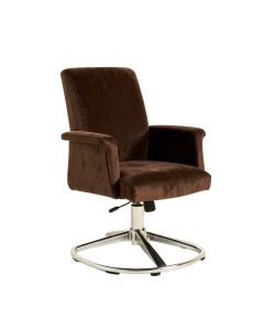Modern Velvet Office Chair , Armchair Brown Desk Chair , Ajustable Height 360 Revolving Chair