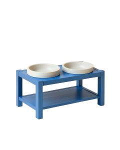 Ash Branch Pet Feeding Stand With Two Plain Empty Bowls - Blue (synthetic illustration; no displayed measurements)
