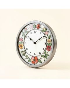 Stained Glass Floral Art Wall Clock (synthetic illustration; no displayed measurements)