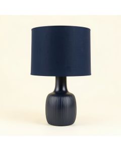 Aspen Dell Table Lamp With A Plain Fabric Shade - Navy (synthetic illustration; no displayed measurements)