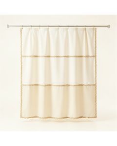 Flint Edge Shower Curtain Hanging Flat From A Plain Rod - Ivory (synthetic illustration; no displayed measurements)