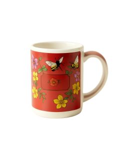 African American Bumble Bee Fairy And Honey Pot Floral Coffee Mug