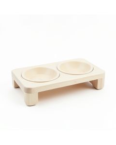 Laurel Crossing Pet Feeding Stand With Two Plain Empty Bowls - Ivory (synthetic illustration; no displayed measurements)