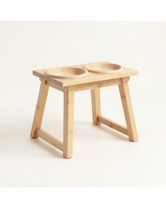 Maple Bend Pet Feeding Stand With Two Plain Empty Bowls - Beige (synthetic illustration; no displayed measurements)
