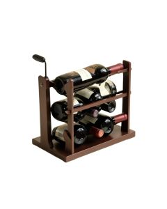 Barret 7 Bottle Floor Wine Bottle & Glass Rack In Brown