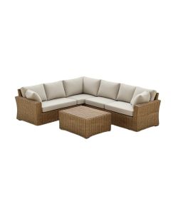 5 Piece Rattan Sectional Seating Group With Cushions