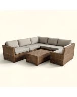 Ulibarri 6 Piece Rattan Sectional Seating Group With Cushions (synthetic illustration; no displayed measurements)