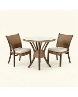 Striegel 3-Piece All-Weather Patio Acapulco Bistro Furniture Set W/ Rope , Glass Top Table (synthetic illustration; no displayed measurements)