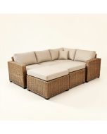 Amende 122 '' Wide Wicker Patio Sectional With Cushions (synthetic illustration; no displayed measurements)