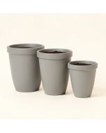 Happy Planter Planter , Set Of 3 ( Large , Med , Small ) , Pigeon Grey (synthetic illustration; no displayed measurements)