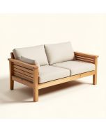 Constance Teak Patio Sofa With Cushions (synthetic illustration; no displayed measurements)