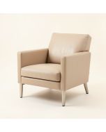 Guapa Leather Upholstered Metal Arm Chair In Beige (synthetic illustration; no displayed measurements)