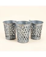 Galvanized Metal Basket Planters Lattice Look Set Of 3 (synthetic illustration; no displayed measurements)