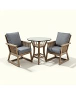 3-Piece Outdoor Patio Furniture Faux Woodgrain Rocking Chairs Warm Gray Cushions & (synthetic illustration; no displayed measurements)