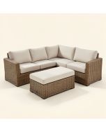 Merlyn 8-Piece Patio Wicker Corner Sofa With Cushions , Ottoman And Coffee Table (synthetic illustration; no displayed measurements)