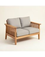 Montford Teak Loveseat With Cushions (synthetic illustration; no displayed measurements)