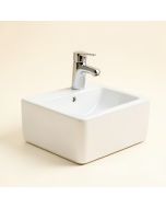 White Ceramic Rectangle Vessel Bathroom Sink With Faucet (synthetic illustration; no displayed measurements)