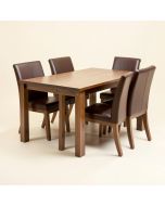 Gildo 5 - Piece Rubberwood Solid Wood Dining Set (synthetic illustration; no displayed measurements)