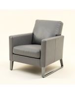 Alicyn Leather Metal Arm Chair In Gray (synthetic illustration; no displayed measurements)