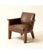 Scharff Solid Wood Stacking Arm Chair In Brown (synthetic illustration; no displayed measurements)