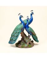 Pair Of Peacocks On A Tree Statue (synthetic illustration; no displayed measurements)