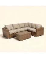 Troy Patio Furniture 5 Piece Rattan Sectional Seating Group With Cushions (synthetic illustration; no displayed measurements)