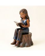 Berube Girl Sitting On A Tree Stump Reading A Book Statue (synthetic illustration; no displayed measurements)