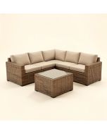 Heinrich Outdoor Patio 8 Piece Rattan Sectional Seating Group With Cushions (synthetic illustration; no displayed measurements)