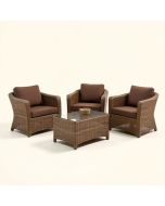 Breakwater Bay 3Pcs Patio Outdoor Rattan Furniture Set Brown W/ Cushioned Chairs Coffee Table (synthetic illustration; no displayed measurements)