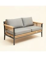 Marina Teak Patio Sofa With Cushions (synthetic illustration; no displayed measurements)