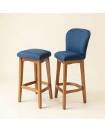 Counter Height Fabric Upholstered Bar Stool With Full Back , Blue , Set Of 2 (synthetic illustration; no displayed measurements)