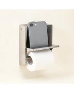 Double Roll Stainless Steel Wall Mount Toilet Paper Holder With Phone Shelf (synthetic illustration; no displayed measurements)