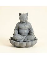 Carelton Feng Shui Zen Meditating Japanese Jizo Cat Monk On Lotus Throne Figurine (synthetic illustration; no displayed measurements)