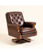 Kirby 35.5 '' Wide Tufted Genuine Leather Swivel Club Chair (synthetic illustration; no displayed measurements)