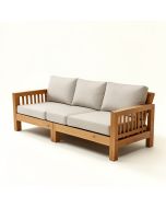 Summerton Teak Patio Sofa With Cushions (synthetic illustration; no displayed measurements)