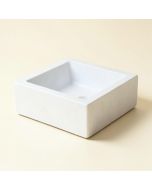 White Stone Rectangular Vessel Bathroom Sink (synthetic illustration; no displayed measurements)