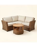Winston Porter 3Pcs Patio Rattan Furniture Set Solid Wood Frame Cushion Sofa Round Table Shelf (synthetic illustration; no displayed measurements)
