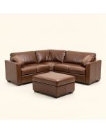 104 '' Wide Faux Leather Right Hand Facing Sofa & Chaise With Ottoman (synthetic illustration; no displayed measurements)
