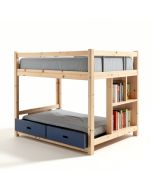 Amelia Twin Loft Bed With Drawers And Bookcase (synthetic illustration; no displayed measurements)