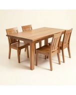 Lavedan 5 - Piece Rubberwood Solid Wood Dining Set (synthetic illustration; no displayed measurements)