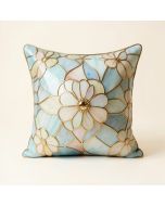 Stained Glass Floral Throw Pillow (synthetic illustration; no displayed measurements)