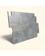 Large Interlocking Glazed Random Sized Porcelain Wood Look Tile In Gray (synthetic illustration; no displayed measurements)