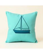 Turquoise Bay Sailboat Indoor/Outdoor Throw Pillow (synthetic illustration; no displayed measurements)